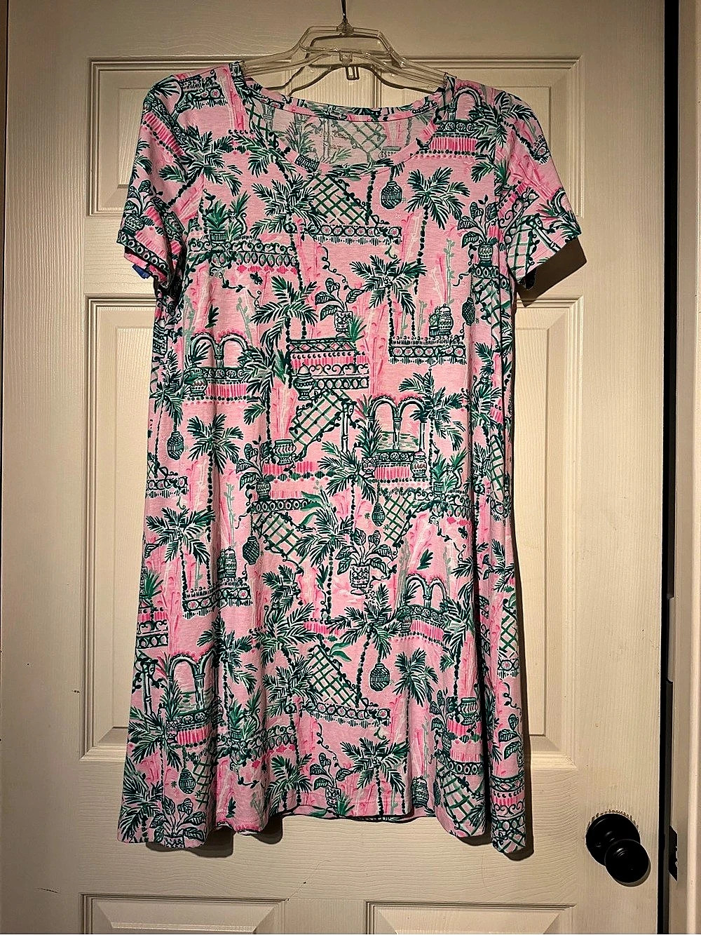 Lilly Pulitzer Cody Short Sleeve Dress Floral Mini Dress Pink & Green